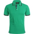 thumbnail image 1 of Geeksport Polo Shirts for Men Short Sleeve Solid Color Causal Collared Golf Tennis T-Shirt Men's Golf Polo Shirts Business Polo Shirts peacock green 3XL, 1 of 9