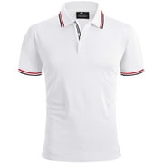Geeksport Polo Shirts for Men Short Sleeve Solid Color Causal Collared Golf Tennis T-Shirt Mens Golf Polo Shirts Business Polo Shirts white XL