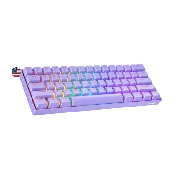 Geeky GK61 60% | Hot Swappable Mechanical Gaming Keyboard | 61 Keys Multi Color RGB LED Backlit for PC / Mac Gamer | ANSI US American Layout ( Lavender , Mechanical Blue )