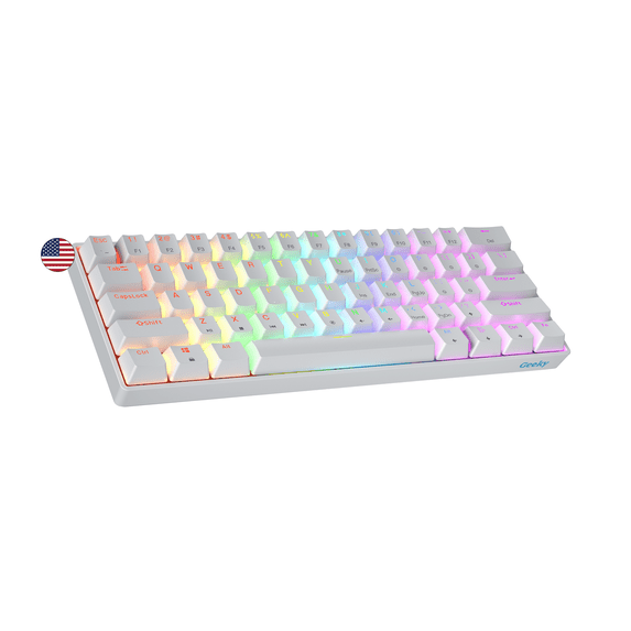 Geeky GK61 Hot Swappable USB Gaming Keyboard with Keycap Puller & Switch Puller, White