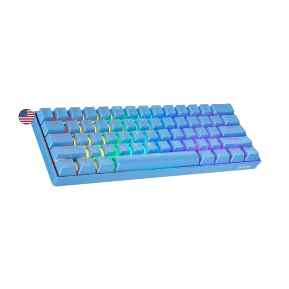 Geeky GK61 SE 60% | Mechanical Gaming Keyboard | 61 Keys Multi Color RGB LED Backlit for PC / Mac Gamer | ANSI US American Layout ( Blue , Mechanical Red )