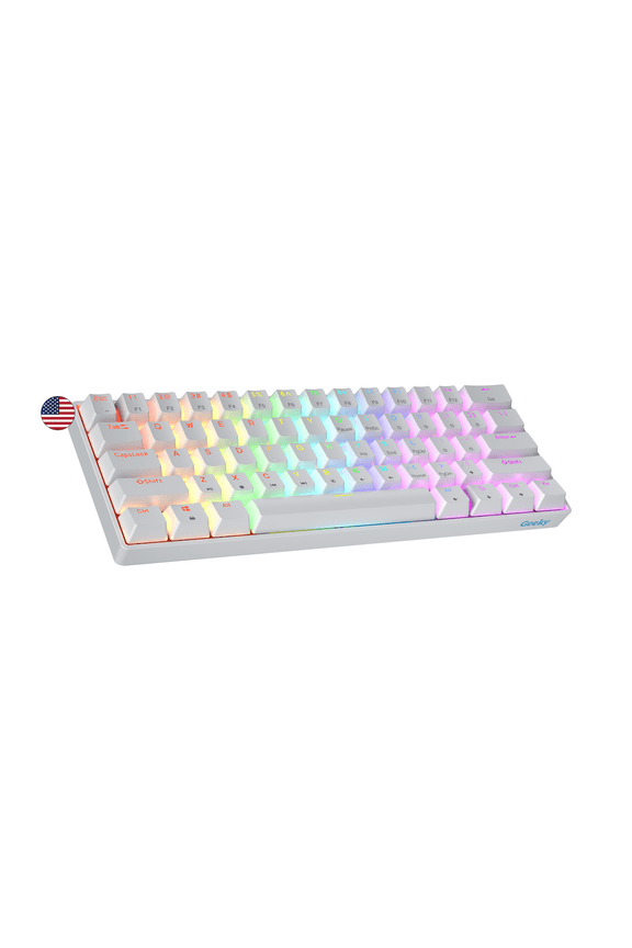 Geeky GK61 Wired Gaming Keyboard with RGB LED Backlight, White