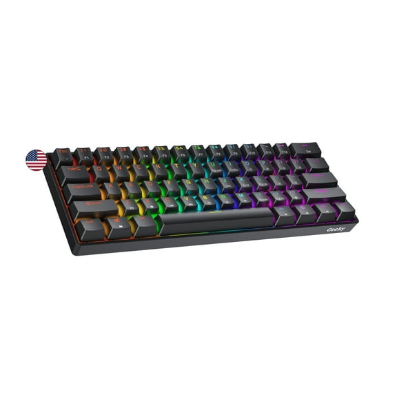 Geeky GK61 Wired Gaming Keyboard with RGB LED Backlit, Black