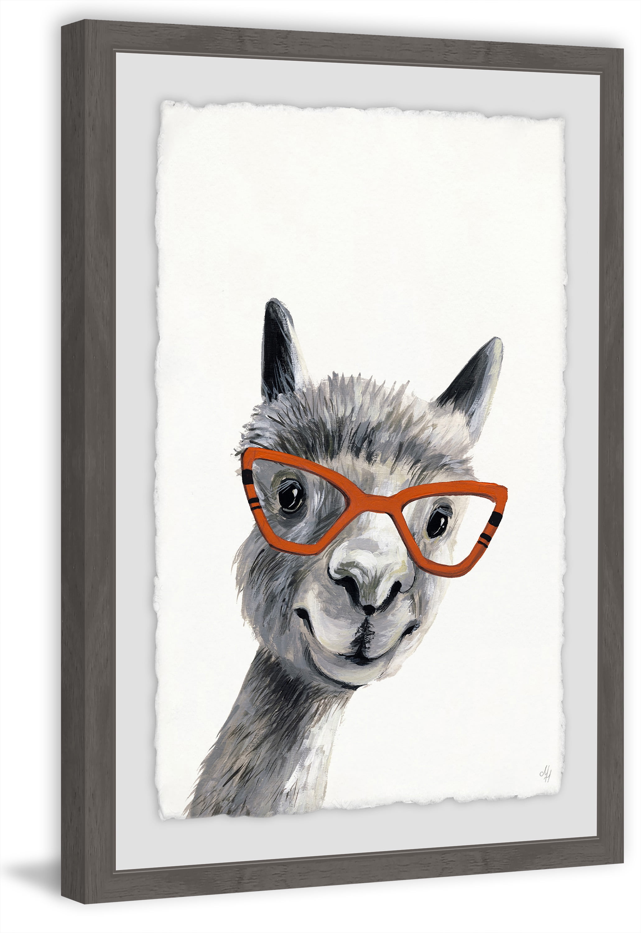 Geeky Llama II Framed Painting Print