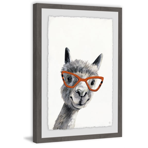 Geeky Llama II Framed Painting Print