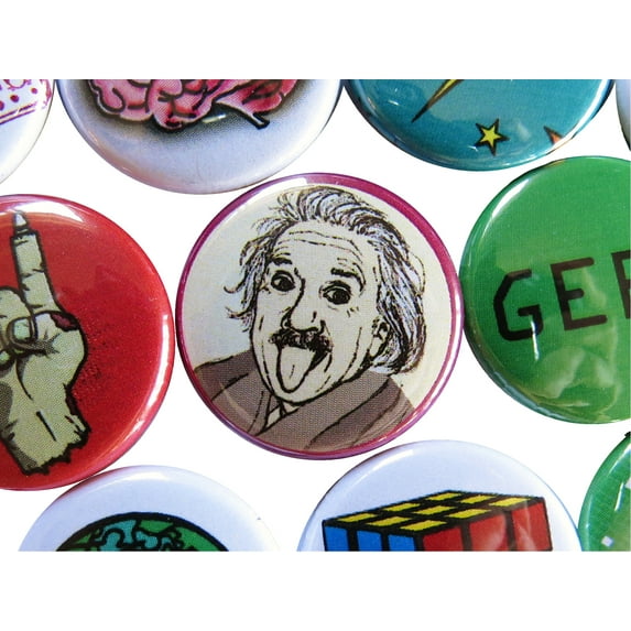 Geeky Nerdy Weird Pop Culture Buttons Pins Set Gifts for Geeks Nerds Weirdos - Pack of 35 Mini