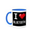 thumbnail image 1 of Geeky Old School Pixelated Pixels 8-Bit I Heart I Love Bluetooth, 11oz Two-Tone Blue Mug, 1 of 7