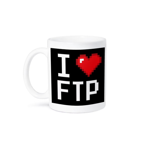 Geeky Old School Pixelated Pixels 8-Bit I Heart I Love Ftp, 11oz Mug