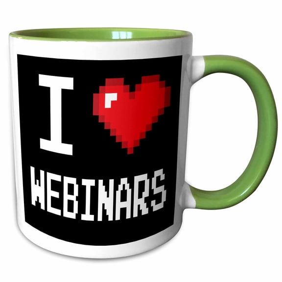 3drose, Geeky Old School Pixelated Pixels 8-bit I Heart I Love Webinars, 15oz Two-tone Green Mug