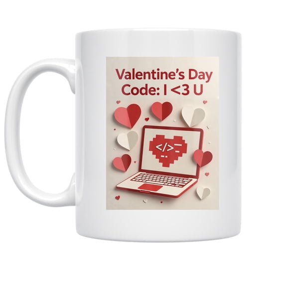 Geeky Valentine 11 oz Coffee Mug - For Programmers White Ceramic gift
