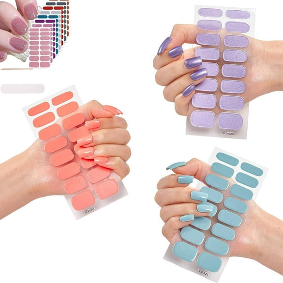 Geeli House Nails Stickers Kits,Napretty Gels,Semi Cured Gel Nails Strips Nude,Waterproof and Long Lasting Gels Patch,Easy to Apply and Remove,Rich Colors,Glitter,Polish Kit for Women Girls(0-6)