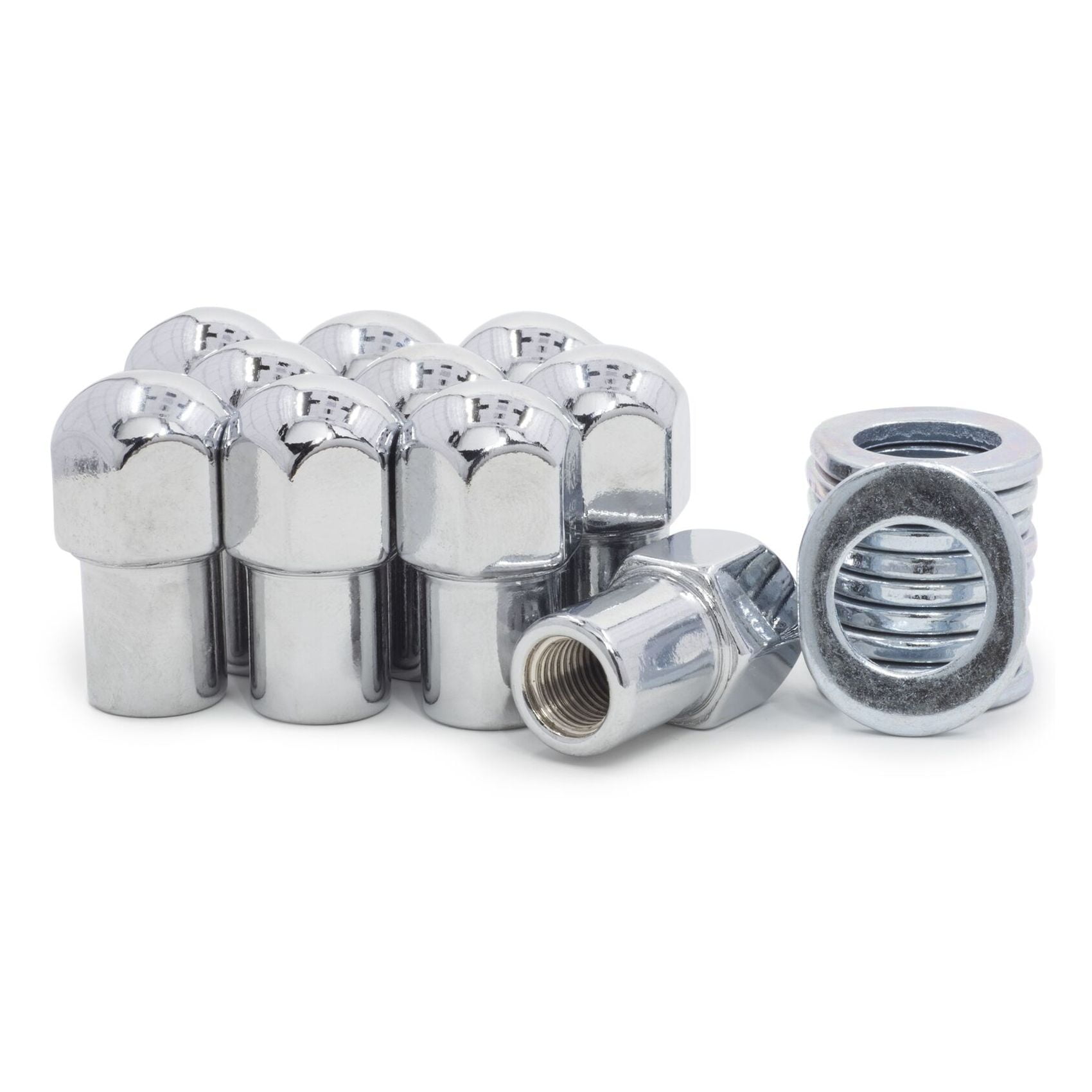 Geelife 10 Lug Nuts 7/1620 Chrome Dome Top 75 Shank Center Washers