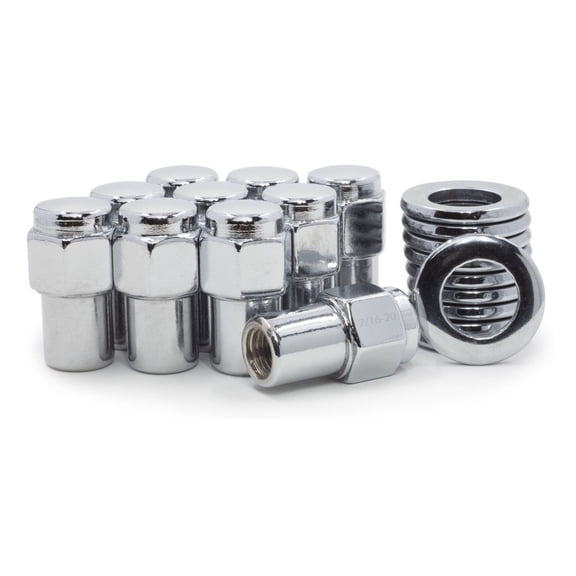 Geelife 10 Lug Nuts 7/16-20 Chrome Flat Top 75 Shank Cragar S/S Center Washers