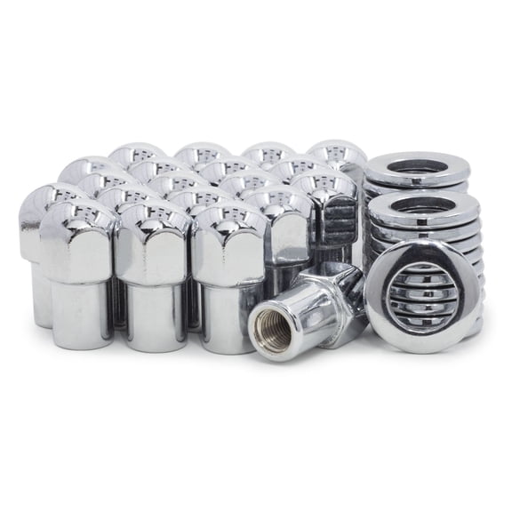 Geelife 25 Lug Nuts 7/16-20 Chrome Dome Top 75 Shank Cragar S/S Center Washers