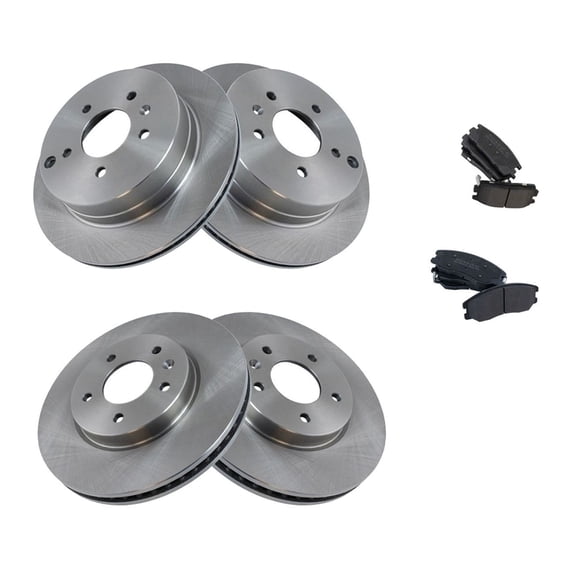 Geelife Brake Pad & Rotor Semi-Metallic Front & Rear Kit w/Chemicals