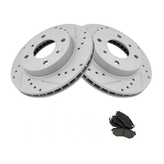 Geelife Brake Rotor & Coated & Ceramic Pad Front Kit w/Chemicals for Nissan