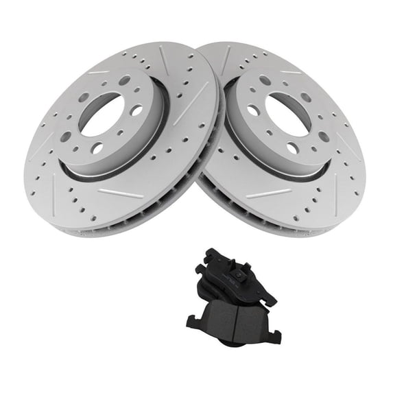 Geelife Brake Rotor Drilled & Slotted Coated & Ceramic Pads for Volvo