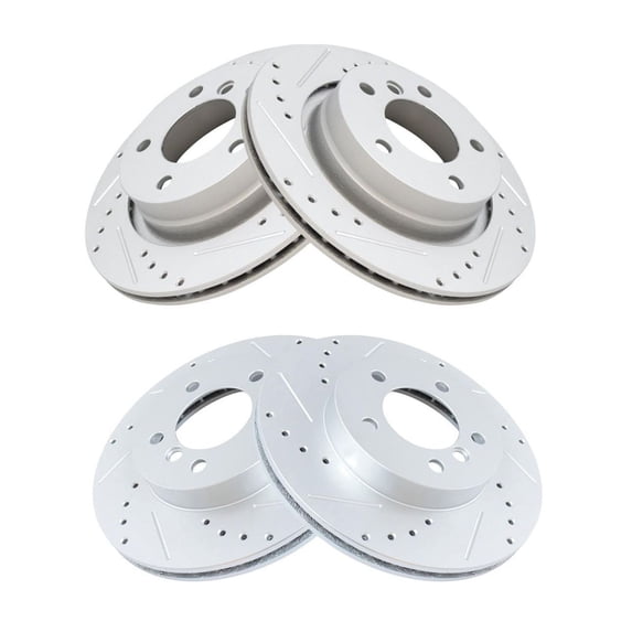 Geelife Brake Rotor Drilled & Slotted Zinc Coated Front & Rear Kit