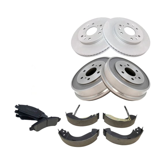 Geelife Ceramic Brake Pad Shoe Coated Rotor & Drum Kit with Hardware w/Chemicals