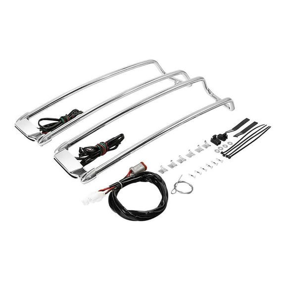 Geelife Chrome Saddlebag Lid Top Rails LED Light Fit For Harley-Davidson Harley Touring