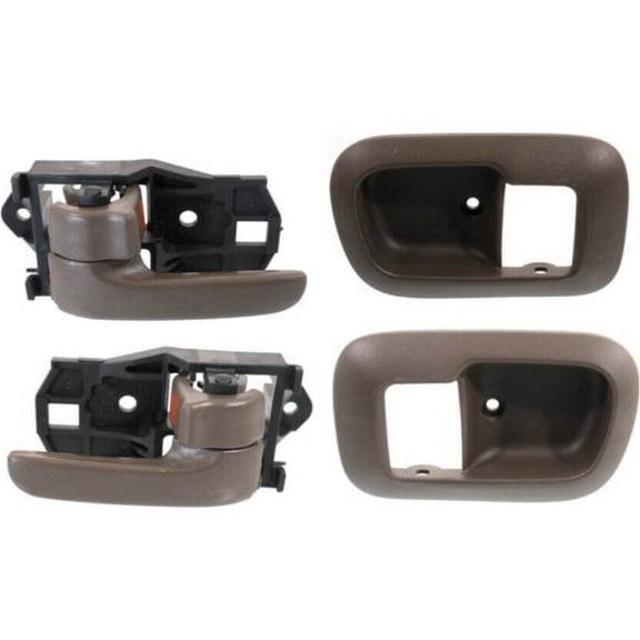 Geelife Door Handle & Bezel Interior Oak Brown Front Left & Right Pair Set For Sienna