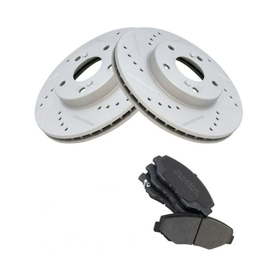 Geelife Drilled Slotted Rotor Metallic Brake Pad Front Kit