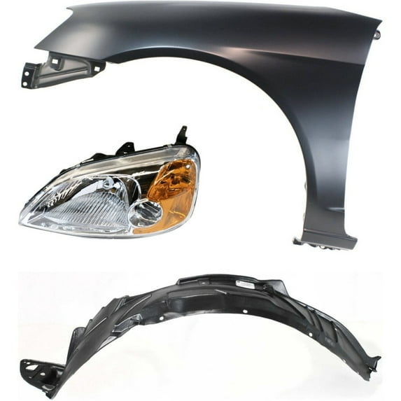 Geelife Fender Kit For Honda 2001-2003 Civic Coupe Front Left 2-Door 3pc