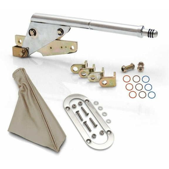 Geelife Floor Mount Emergency Parking Brake with Tan Boot and Stainless Trim Ring