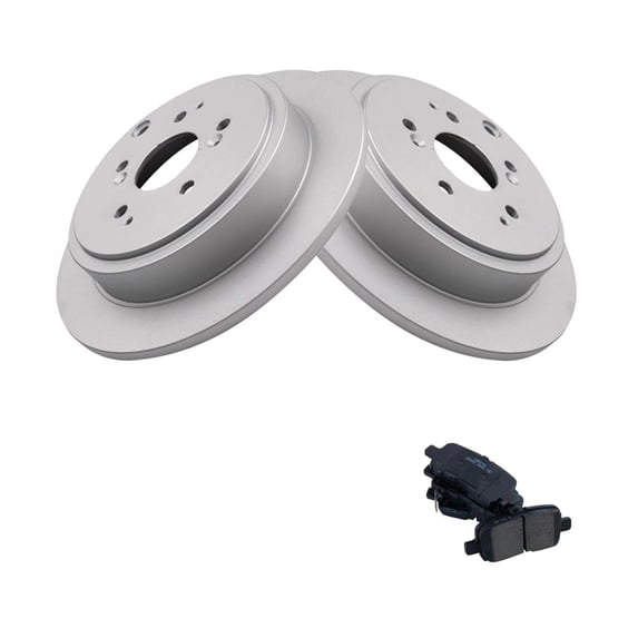 Geelife For 01-06 MDX 03-08 Pilot Rear Disc Brake Pad & Coated Rotor Kit w/Chemicals