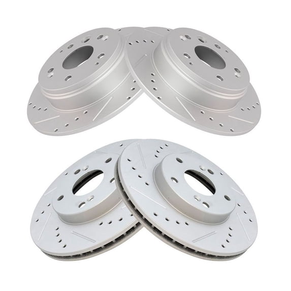 Geelife For 03-11 Element Drilled Slotted Front Rear G-Coated Brake Rotor Set