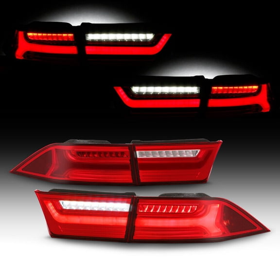 Geelife For 04-08 TSX Sedan FULL LED Red Lens Clear OLED Neon Tube Tail Light Brake Lamp
