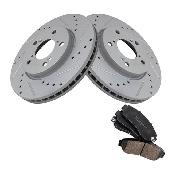 Geelife For 05-10 Honda Odyssey Brake Rotor Coated & Ceramic Pad Front Kit w/Chemicals