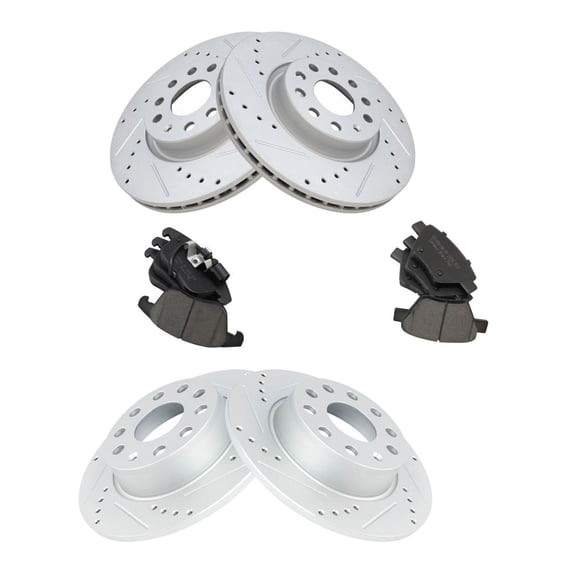 Geelife For 12-14 Passat Front & Rear Ceramic Pads & Performance Brake Rotor Kit