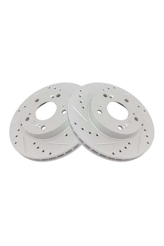 For 2002-2015 CR-Z Civic RSX Drilled & Slotted Front G-Coated Disc Brake Rotor