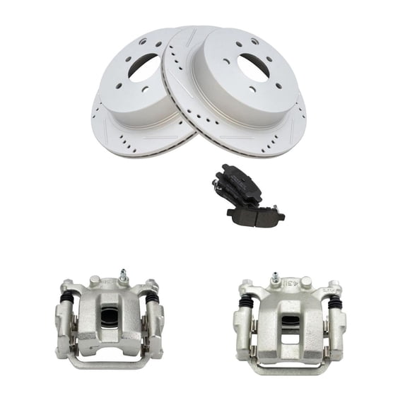 Geelife For 2003-2008 INFINITI Rear Semi-Metallic Pads Performance Rotors & Calipers Kit