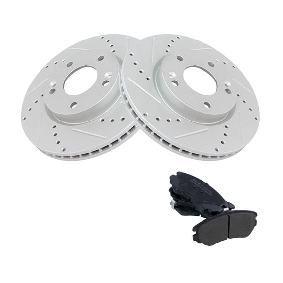 Geelife For 2003-2010 Hyundai Kia Front Semi Metallic Brake Pad & Performance Rotor Kit