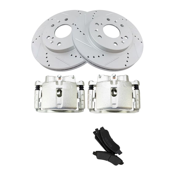 Geelife For 2007 Chevrolet Silverado 1500 Front Brake Calipers Pads & Drilled Rotors