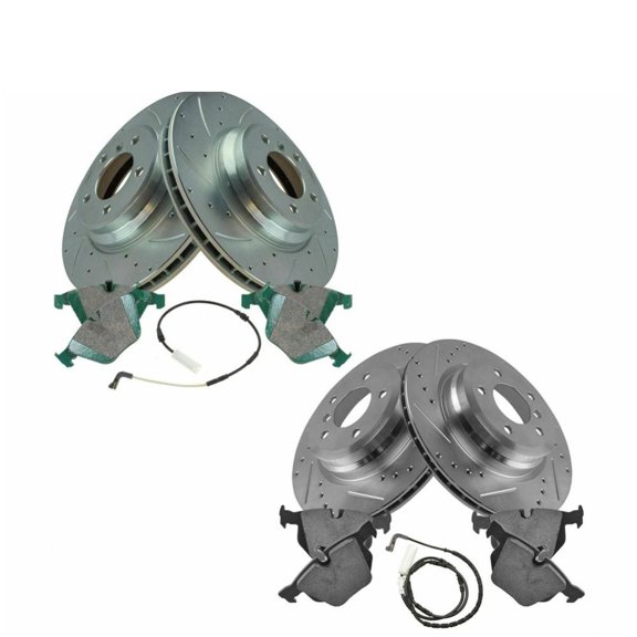 Geelife For BMW Brake Rotor Drilled Slotted Zinc & Posi Ceramic Pad Kit w/ Sensors