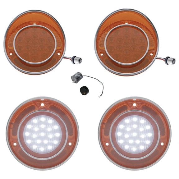Geelife For Chevrolet 1968-1973 Corvette Base LED Flasher,Tail Light & Backup Light Set