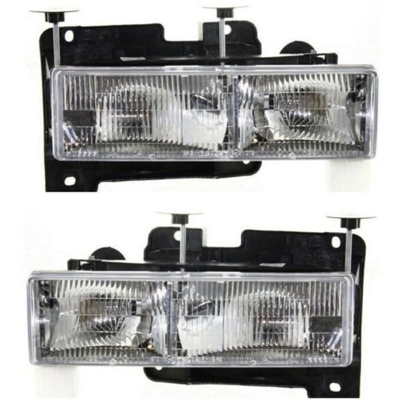 Geelife For Chevrolet C10 C/K Truck Headlights Lamps Pair Chrome (Bulbs Included)