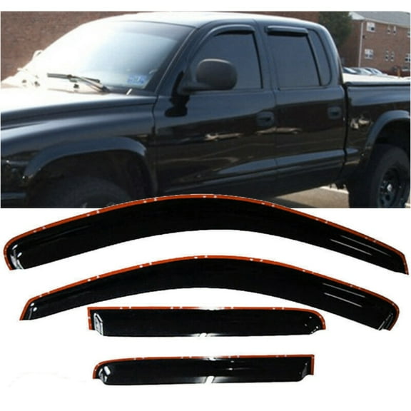 Geelife For Dodge 00-04 Dakota Crew Cab In Channel Acrylic Slim Style Window Visors 4Pc
