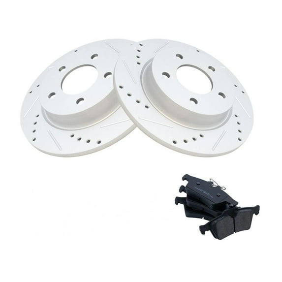 Geelife For Mazda Rear Performance Brake Rotor Coated & Ceramic Pad Kit w/Chemicals
