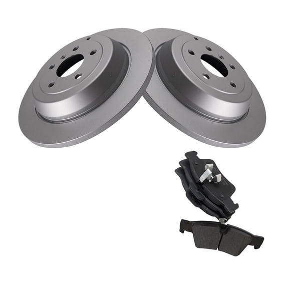 Geelife For Mercedes-Benz Rear Metallic Brake Pad & Solid Coated Rotor s Kit w/Fluids