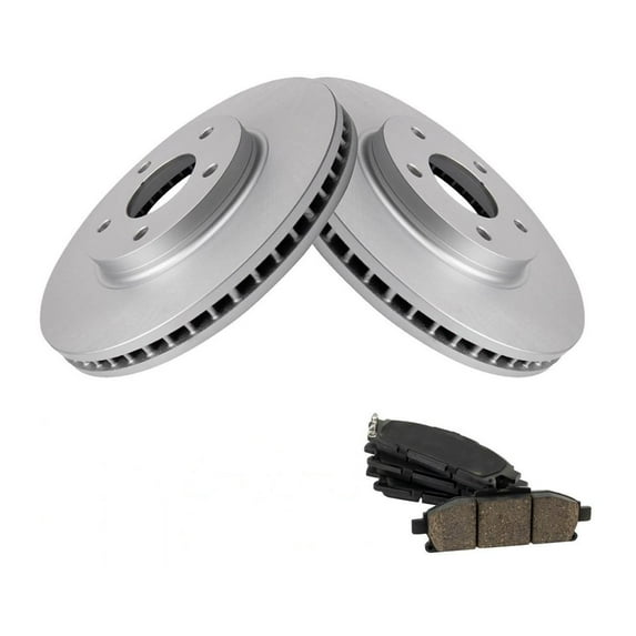 Geelife For Nissan Front Posi Ceramic Disc Brake Pad & Coated Rotor Kit w/Chemicals
