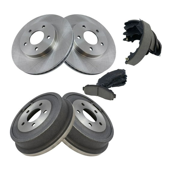 Geelife Front Brake Rotor & Ceramic Brake Pad w/ Rear Drum & Shoe Kit w/Chemicals