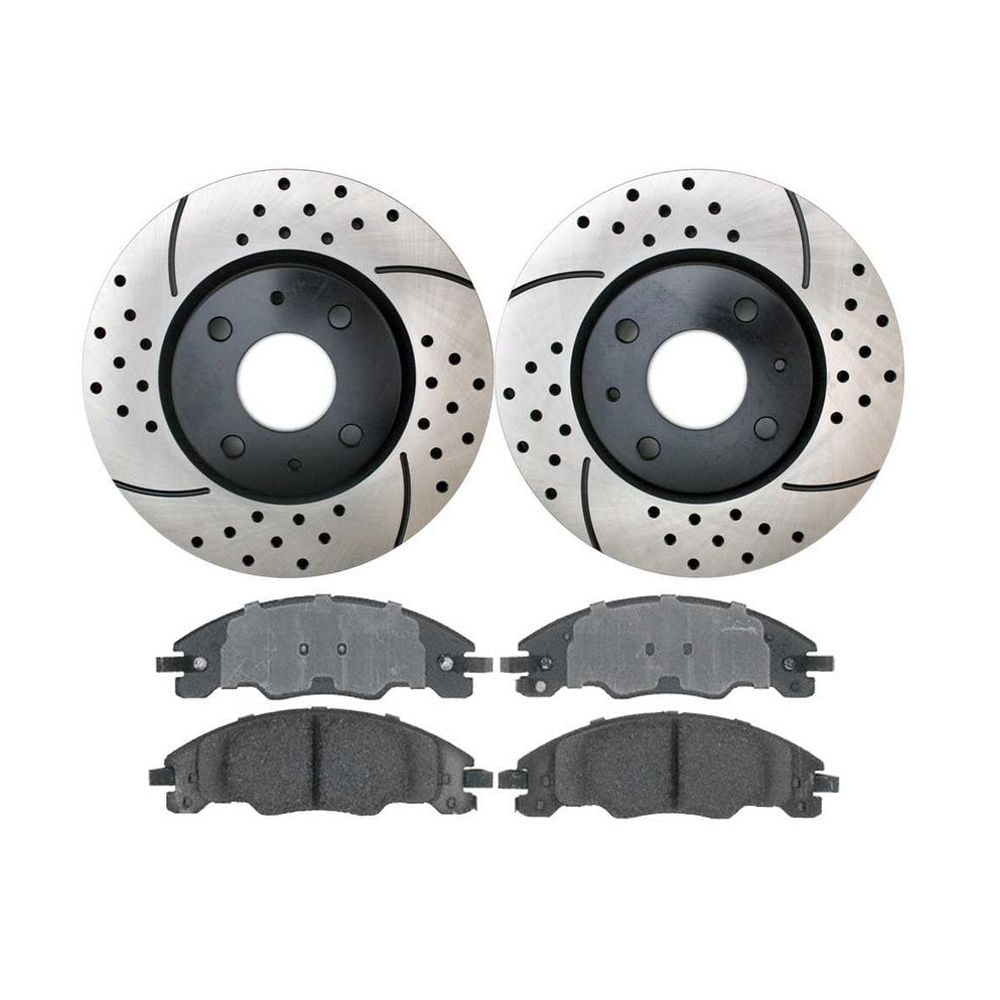 Geelife Front Drilled and Slotted Brake Rotors & Pads for 20082011