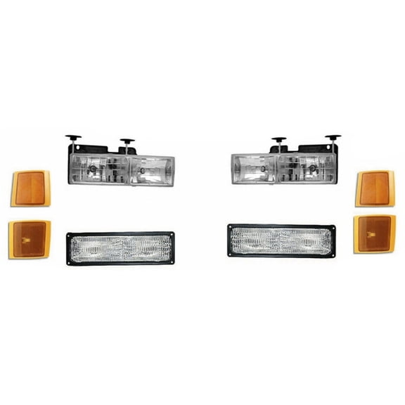 Geelife Front Headlight + Corner + Signal Lamps For 1995-1999 Chevrolet & GMC C/K Series