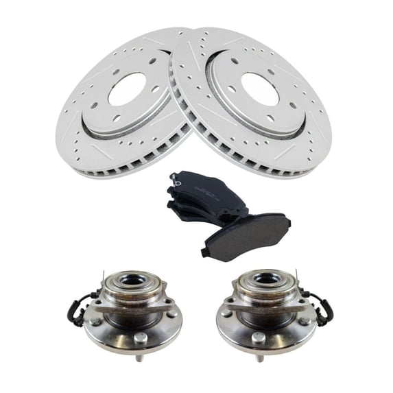 Geelife Front Performance Drilled Slotted Brake Rotor Ceramic Pad & Bearing Kit