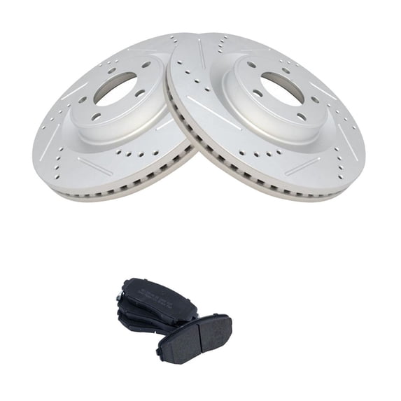 Geelife Front Posi Metallic Brake Pad & Performance Rotor Kit w/Fluids for Edge MKX
