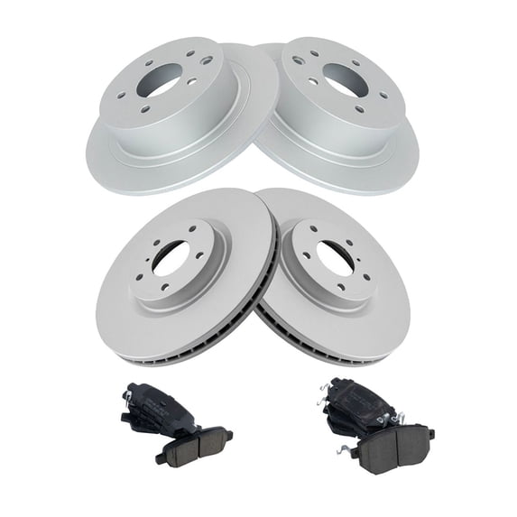 Geelife Front & Rear Ceramic Brake Pad & Coated Rotor Kit w/Fluids for Nissan Maxima